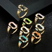 6 Color Enamel Rectangle Shaped Charm Rings