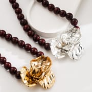 Vintage Petal Beaded Collar Flower Necklace-2