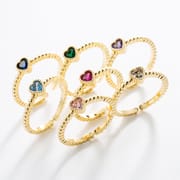 7 Color Heart Zircon  Finger Rings