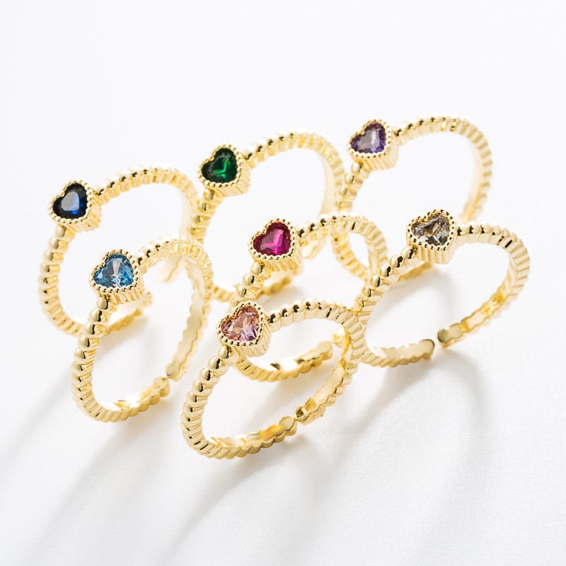 7 Color Heart Zircon  Finger Rings
