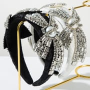 Baroque Bow Rhinestone Pearl Headband ﻿