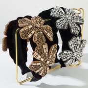Three Floral Rhinestone Headband 