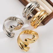 Double Layer Glossy Adjustable Cuff Bracelet Open Bangles