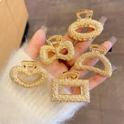 Gold  Hollow Geometric Shark Grab Hair Clip