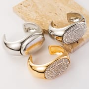 Wide Oval Rhinestone Alloy Bracelet