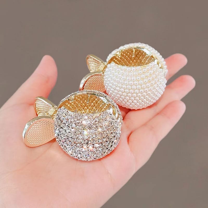 Rhinestone Pearl Sphere Shark Grab Hair Clip