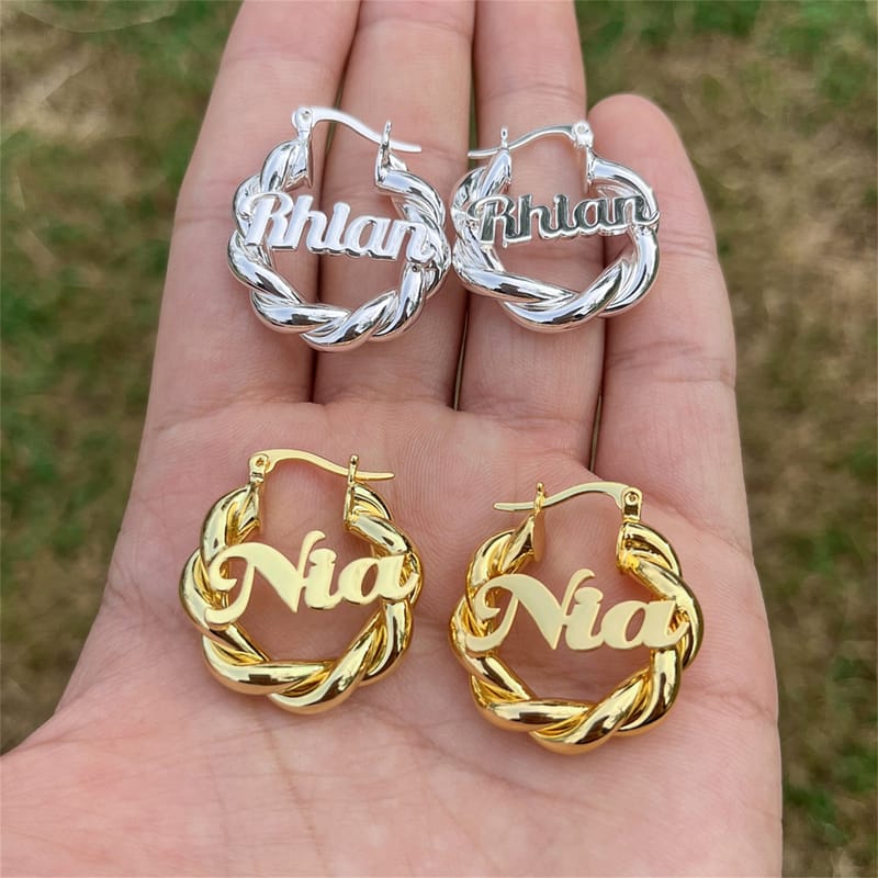 Custom Stainless Steel Round Threaded Earrings-2