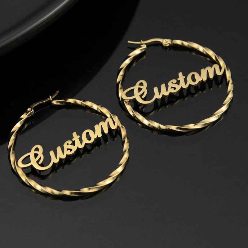 Custom Stainless Steel Round Threaded Earrings