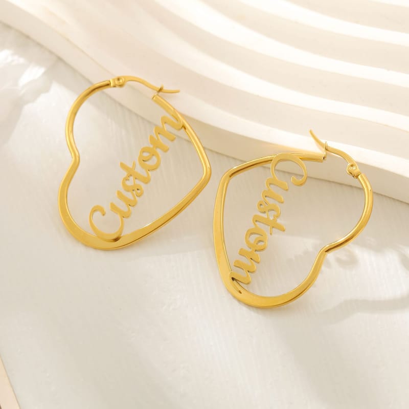 Custom Stainless Steel Heart Earrings-3