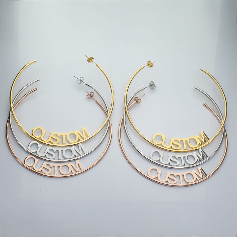 Custom Stainless Steel Round Earrings-3