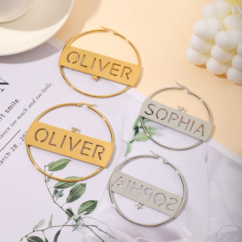 Custom Stainless Steel Round Earrings-2