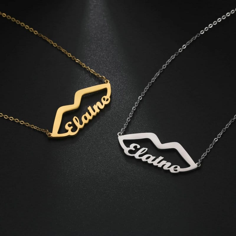 Custom Stainless Steel Lips Necklace