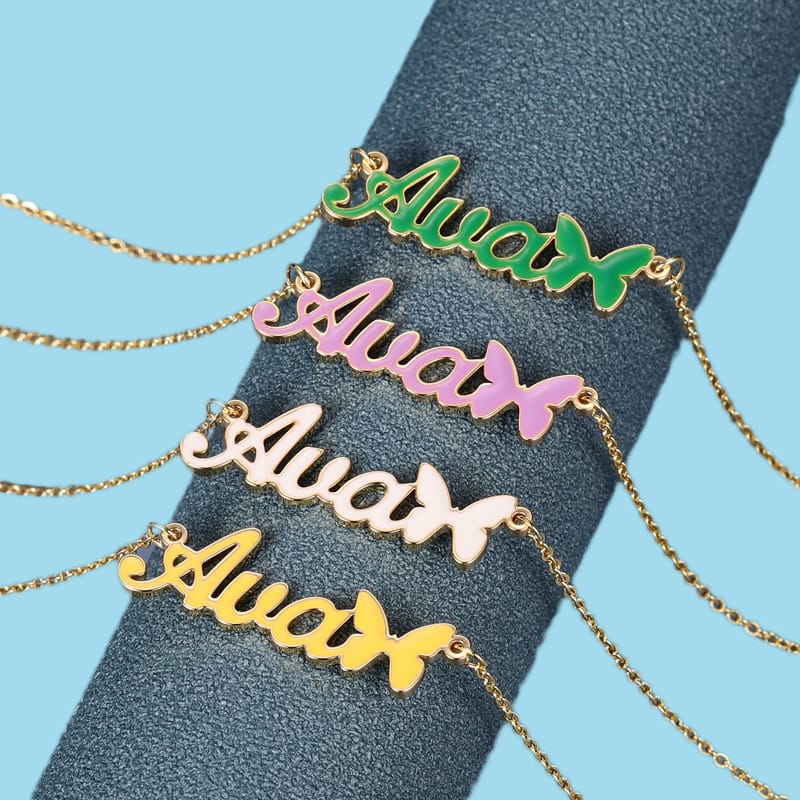 Custom Stainless Steel Colorful Enamel Necklace