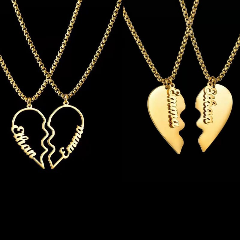 Custom Stainless Steel Half Heart Necklace