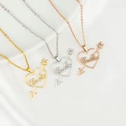 Custom Stainless Steel  Archery Heart Necklace