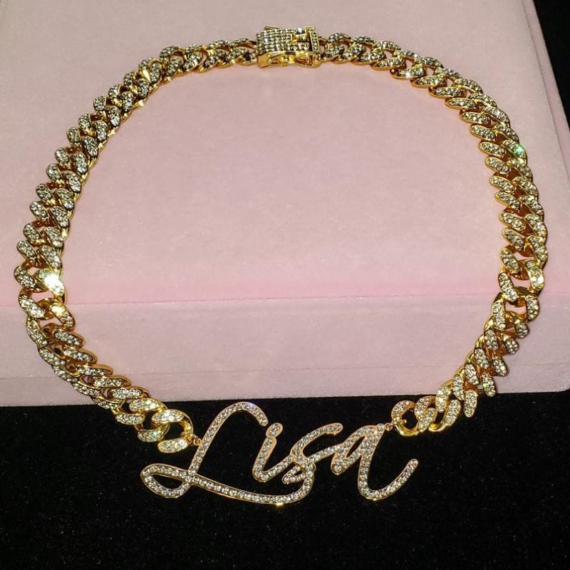 Custom Stainless Steel Rhinestone Necklace-1