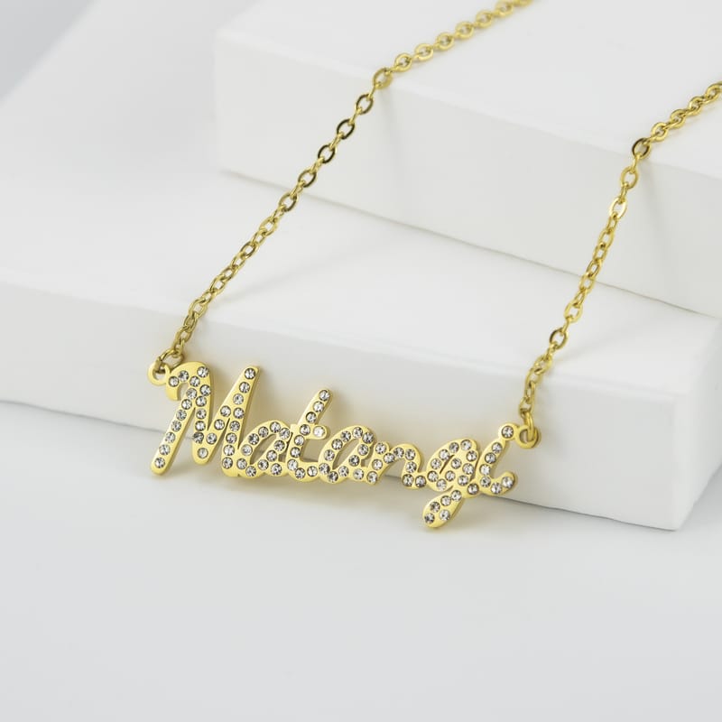Custom Rhinestone Stainless Steel Necklace