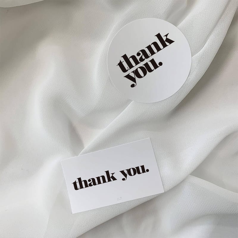 White Rectangular Round Thank You Stickers