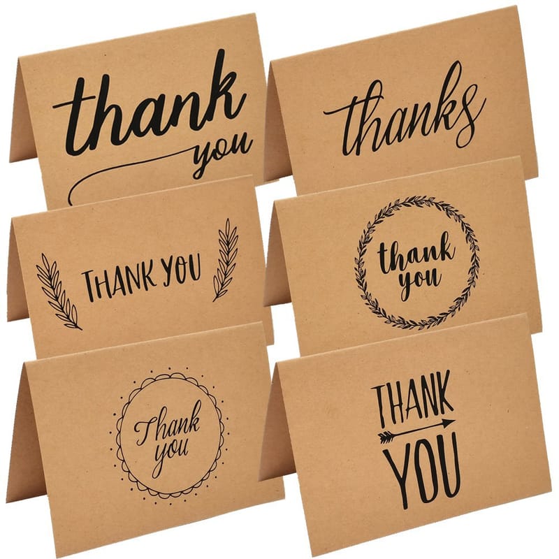 Stock Foldable Kraft Paper Thank You Cards