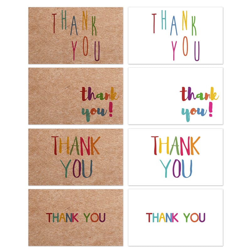 Stock Colorful Kraft Paper White Thank You Cards