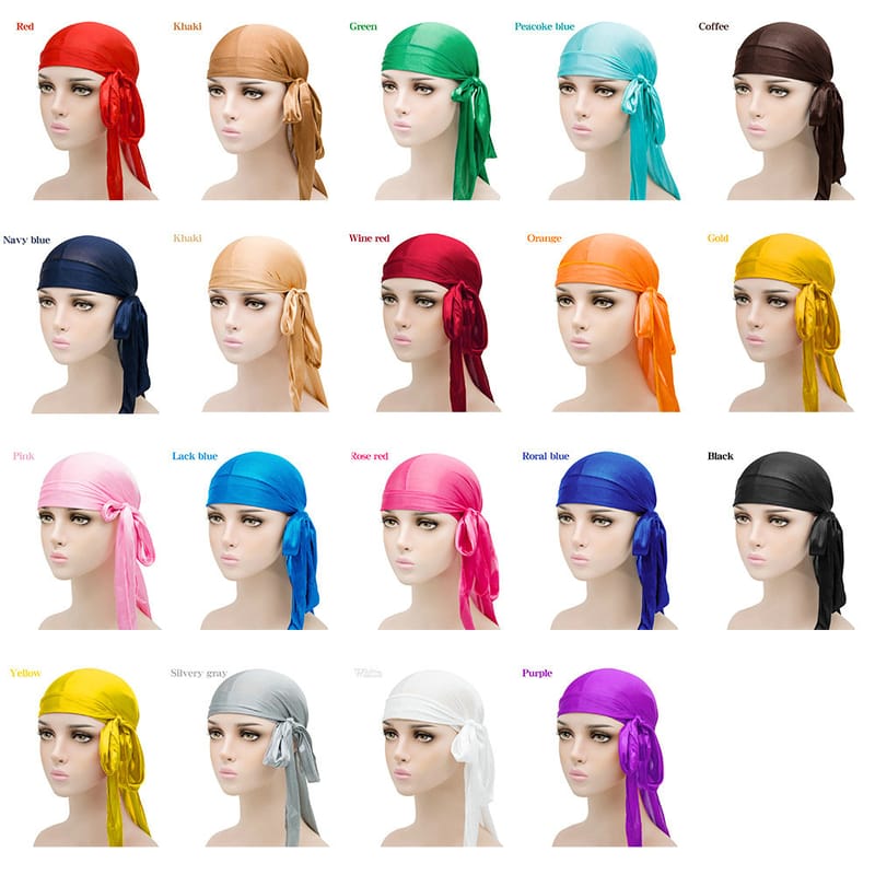 Silk Polyester Shinning Soft Satin Durag Bonnets
