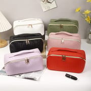 Square Texture Soft PU Cosmetics Toiletry Bag