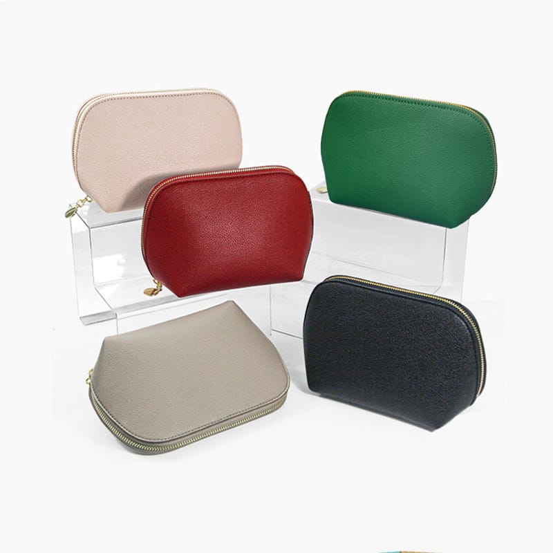 PU Leather Half Round Shell Cosmetics Bag