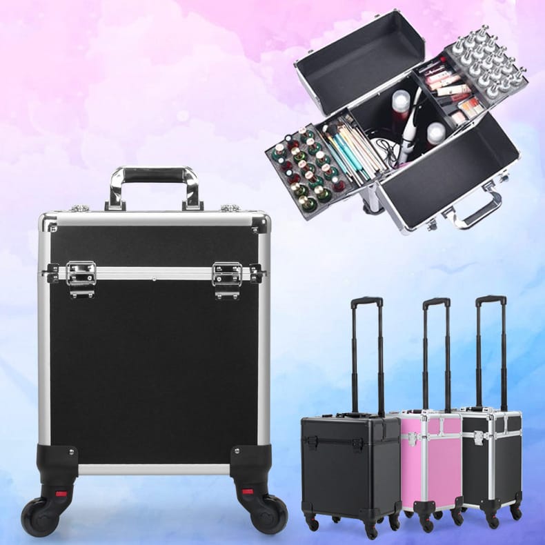 Aluminum Storag Cosmetics Tools Makeup Case with Roller