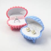 Velvet Shell Rings & Earrings Jewelry Boxes with Stand