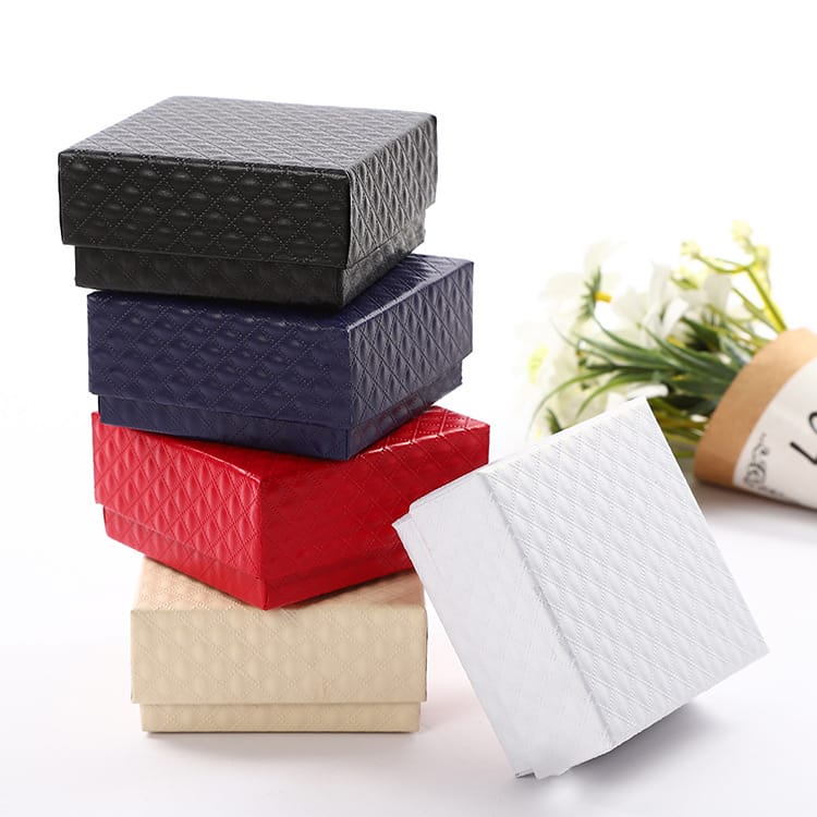 Embossed Square Rings & Earrings Jewelry Boxes