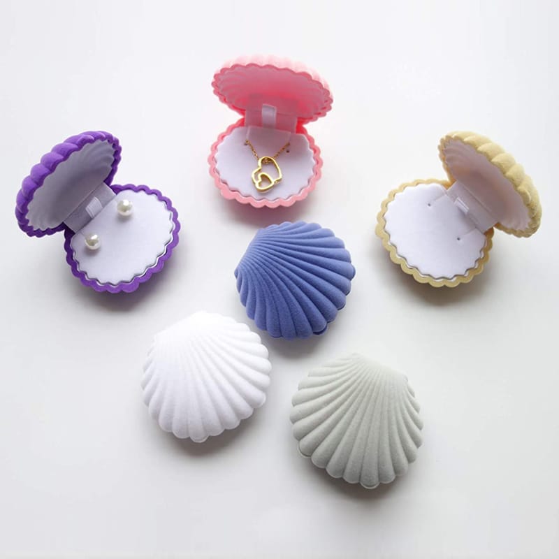 Velvet Shell Rings & Earrings Jewelry Boxes