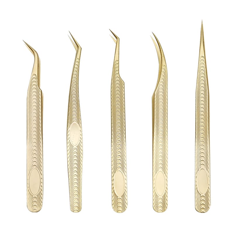 Gold Fiber Tip Tweezers For Eyelash Extensions