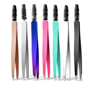 7 Color Versatile Dual-Ended Eyebrow Tweezers with Brush