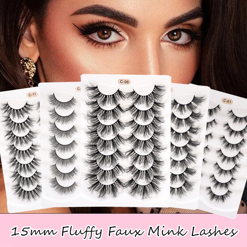C-15mm Fluffy Faux Mink Lashes (7Pairs)