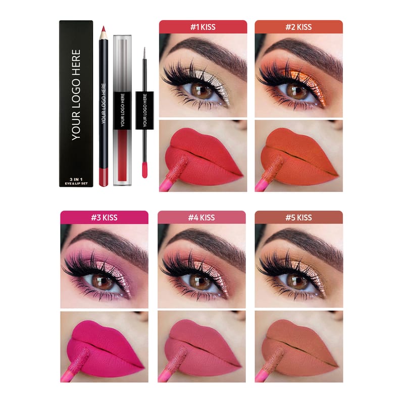 3 in 1 Glitter Glow Metal Liquid Eyeshadow, Lip Golss & Lip Liner Kit
