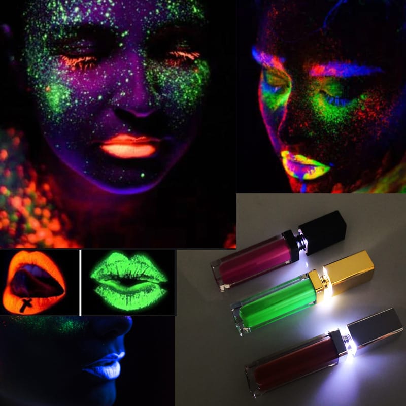 7 Color Luminous Fluorescent Lip Gloss with Mirror & LED