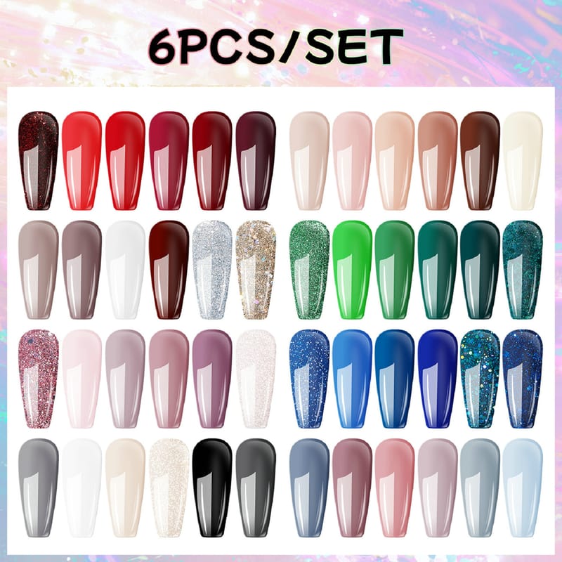 6 Bottles 1 Set Water-based No Bake Quick Dry Macaron Nail Polish