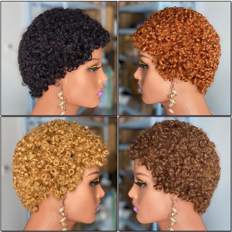 4 Color Finger Wave Human Hair Wigs