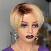 Pixie Cut T4/613 Lace Human Hair Wig