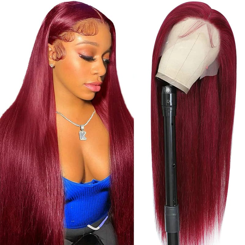Wine Red 13x4 Lace Frontal Human Hair Wig