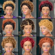 10 Color Curly Pixie Cut Lace Wig Human Hair