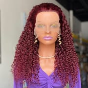 99J Burgundy Deep Wave Lace Front Human Hair Wigs