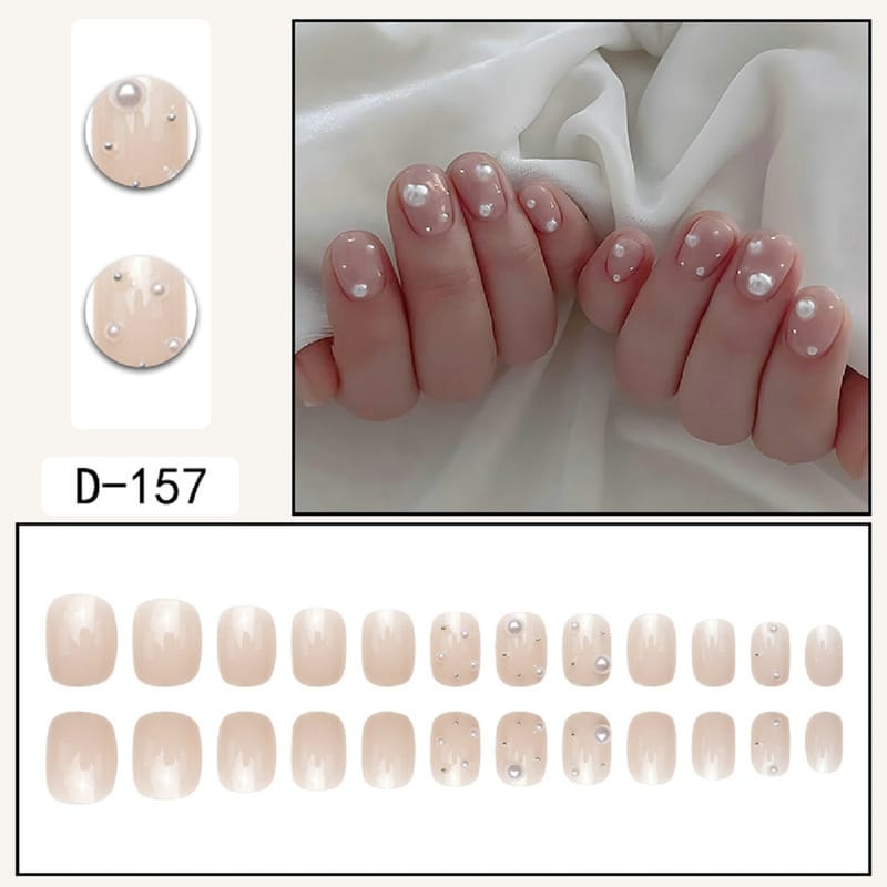 Short Oval Blush Pink Elegant Pearl Dream Press On Nails