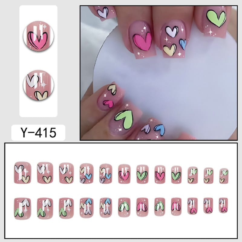 Short Cute Candy Heart Press On Nails