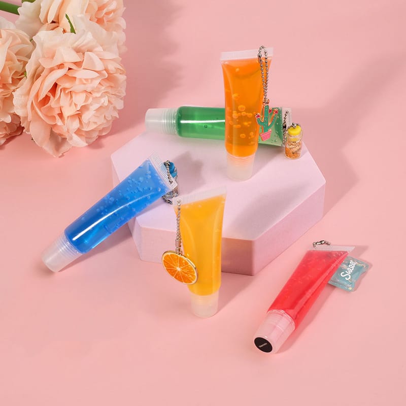 10 Color Fruit Flavor Clear Fruit Kid Keychain Lip Gloss
