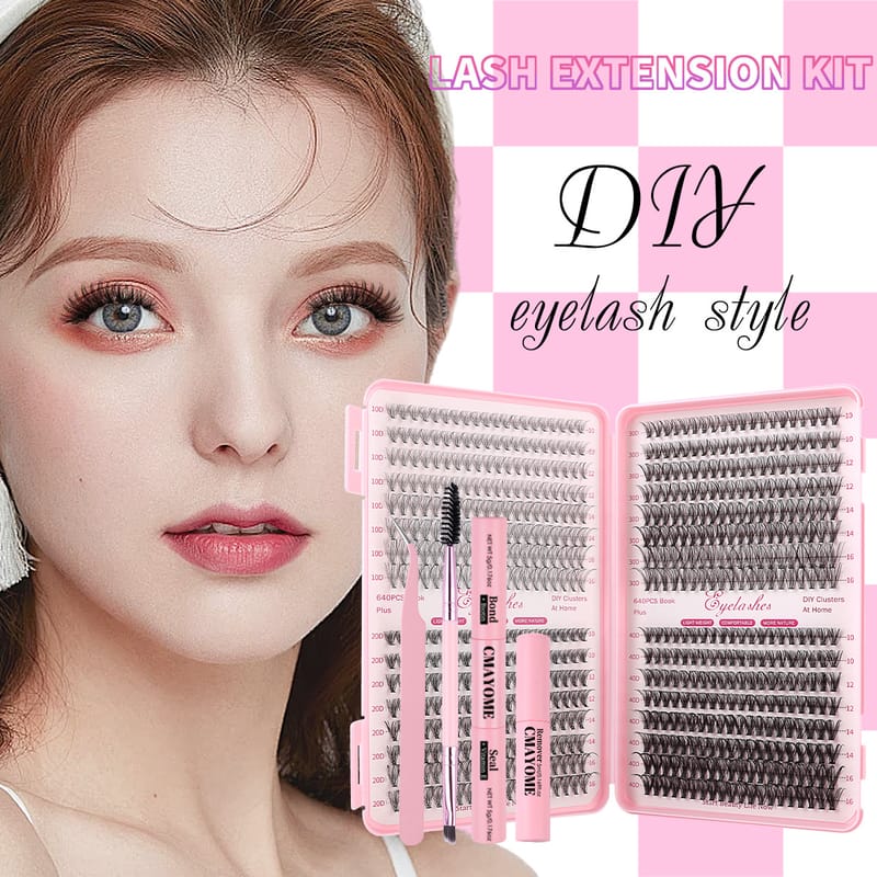 JMS (640 Clusters D Curl Mix DIY Lash Clusters Kit)