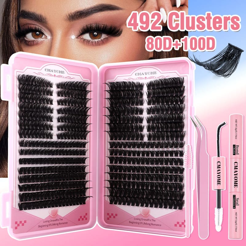 JMS (492 Pcs Multiple Styles 30D-100D Mix DIY Lash Clusters Kit) 