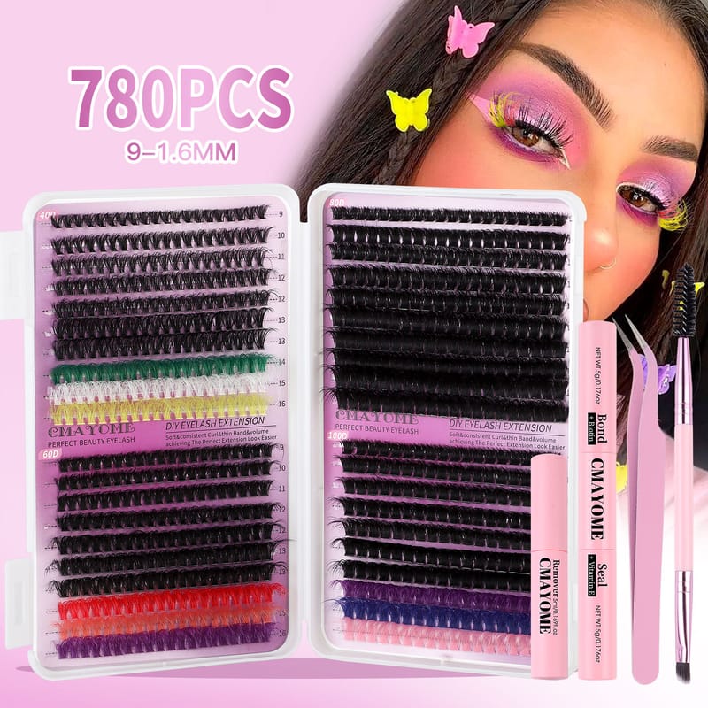 JMS036 (9 Color D Curl Fluffy Colored DIY Lash Clusters Kit)