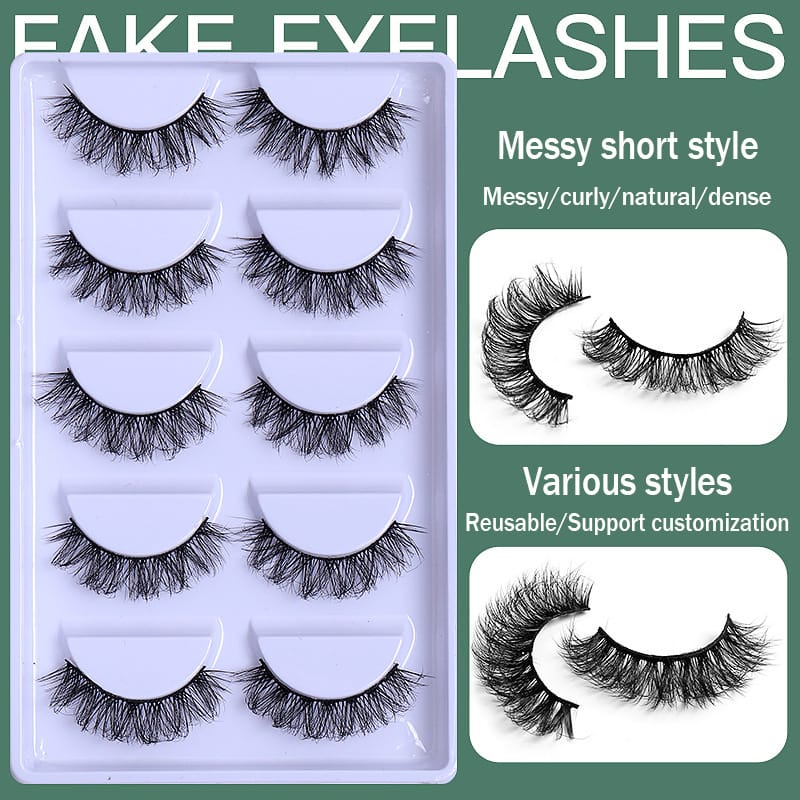 Y-Messy Curly Faux Mink Lashes (5 Pairs)