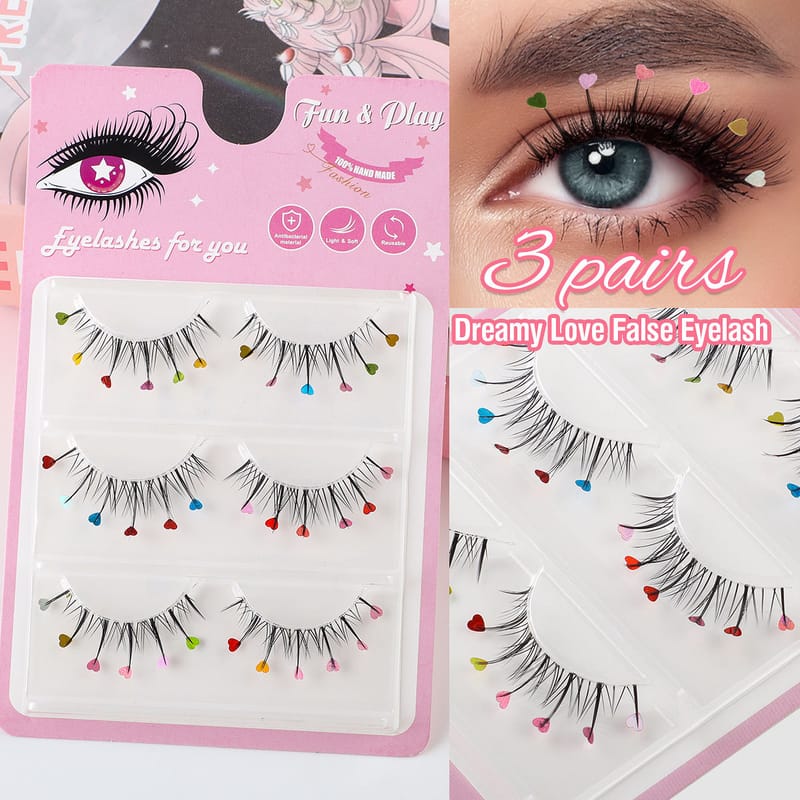 Clear Band Heart Glitter Faux Mink Lashes (3 Pairs)